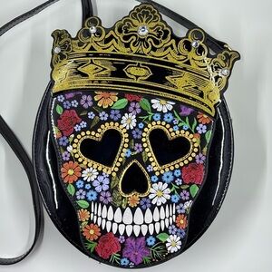 BETSEY JOHNSON Sugar Skull Crossbody Bag Kitsch Halloween Novelty Festival